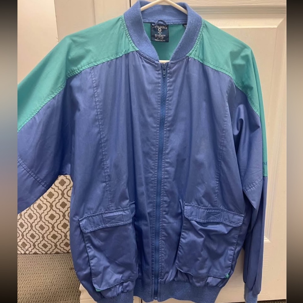 Vintage 80’s Spalding Blue and Green Bomber Jacket
